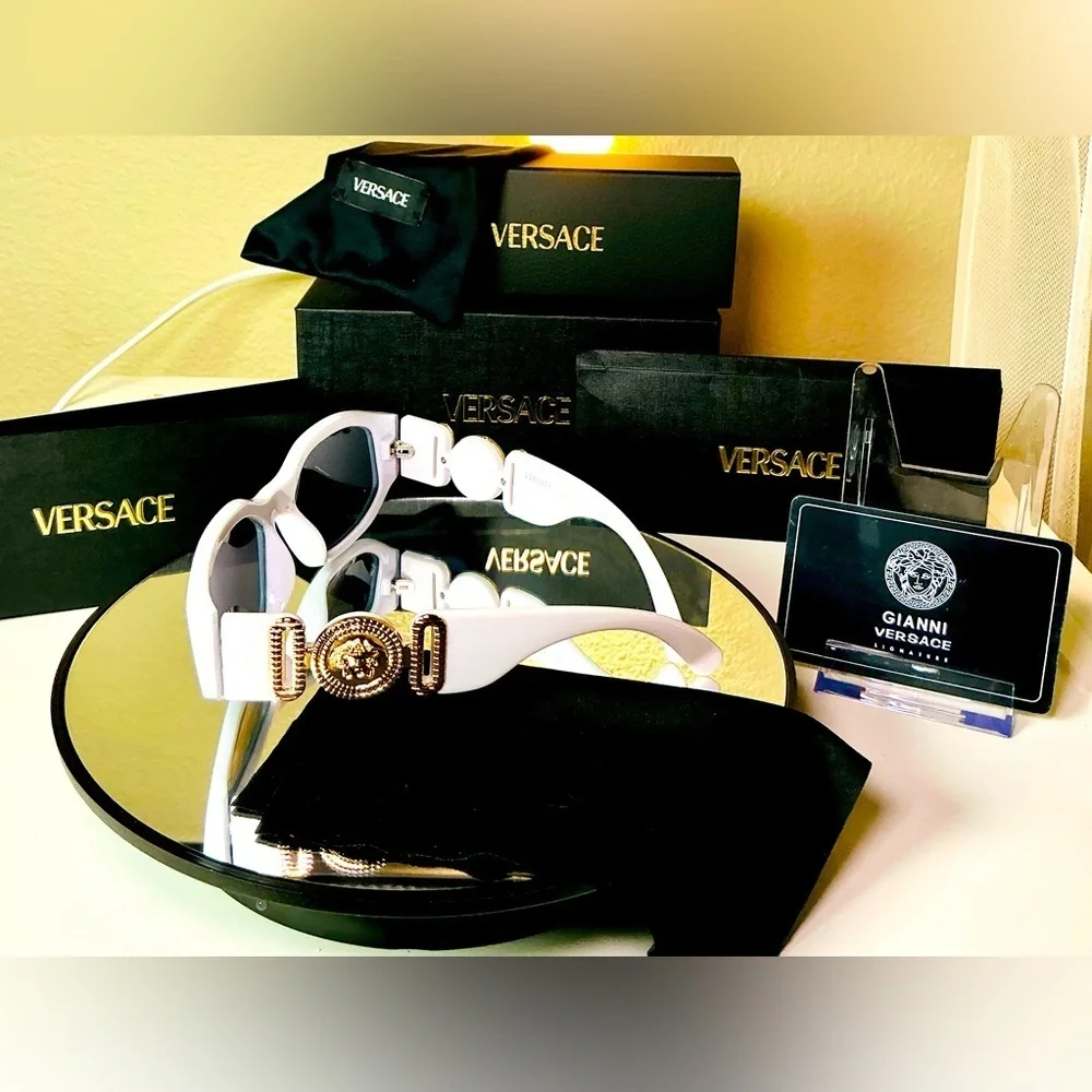 Versace Medusa White Tinted Lens Sunglasses Authentic